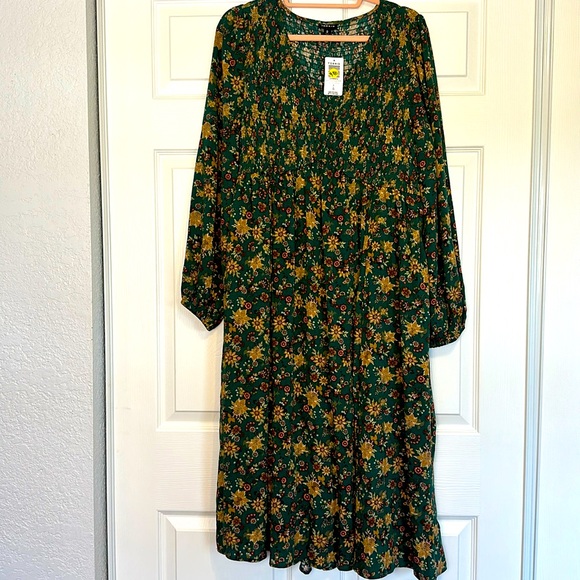 Torrid Midi Washable Gauze Smocked Bodice Long Sleeve Dress Size 12 - Picture 5 of 5